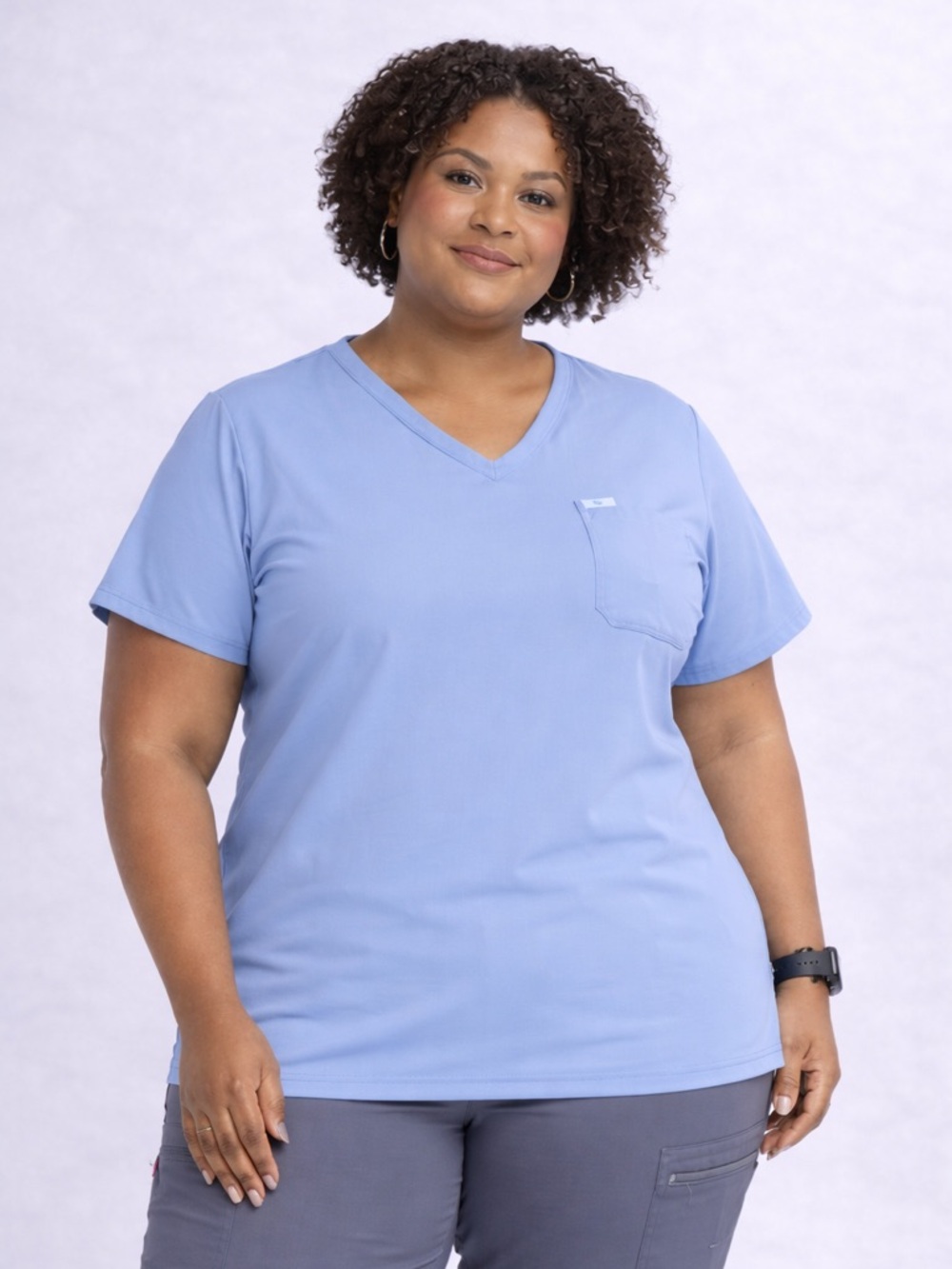 Figs Powder Blue CATARINA ONE POCKET Short Sleeve Scrub Top